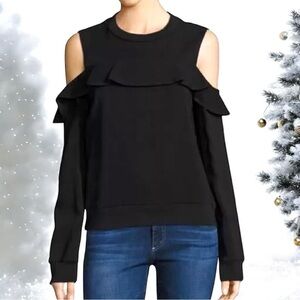 A.L.C. Lindsey Ruffle Cold Shoulder Top Black Size 8 EUC